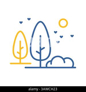 Group of deciduous trees and shrubs, bushes, grove, forest vector icon. Nature sign. Graph symbol for travel and tourism web site and apps design, log Stock Vector