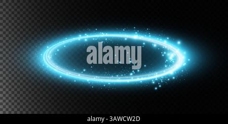 A Stunning Glowing Blue Energy Ring Enhanced with Sparkles Effects Ideal for Digital Graphic Design Projects Stock Vector