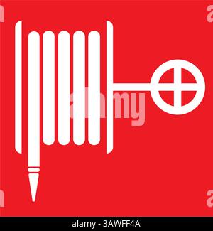 Extinguishing a fire hose symbol on the old label Stock Vector