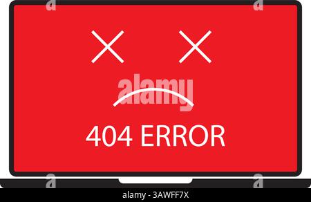 thin line 404 error with dead emoji. concept of page not found or web site under construction or maintenance. linear flat minimal trend modern simple Stock Vector