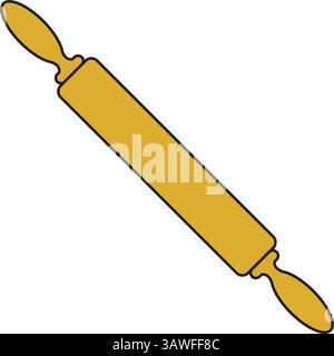 wooden rolling pin monochrome silhouette vector illustration Stock Vector