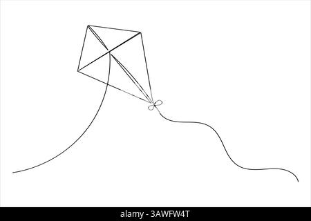 Kite one line drawing minimalist simple outline vector illustration Stock Vector