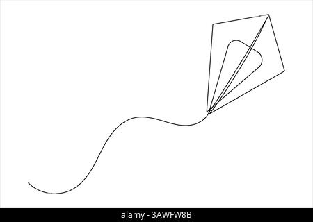 Kite one line drawing minimalist simple outline vector illustration Stock Vector