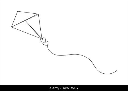 Kite one line drawing minimalist simple outline vector illustration Stock Vector