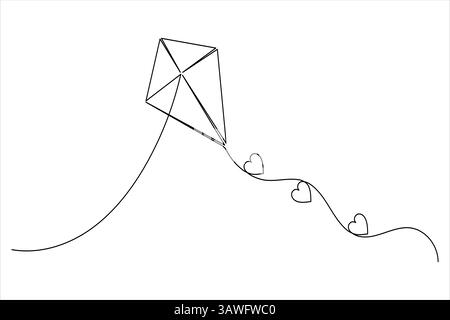 Kite one line drawing minimalist simple outline vector illustration Stock Vector