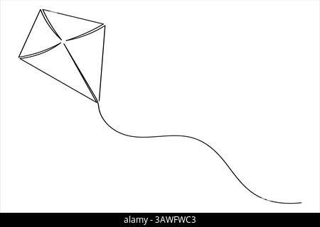 Kite one line drawing minimalist simple outline vector illustration Stock Vector