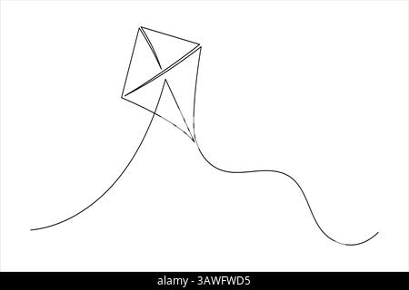 Kite one line drawing minimalist simple outline vector illustration Stock Vector