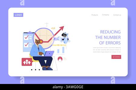 AI Assistant for Work. Innovative concept of a furry professional interacting with a friendly robot to boost productivity and minimize errors. Emphasizes efficiency through smart technology solutions. Vector illustration. Stock Vector