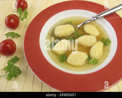 Semolina dumpling soup Stock Photo
