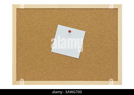 Note on a pinboard - isolated on white background Note on a pinboard - isolated on white background Stock Photo