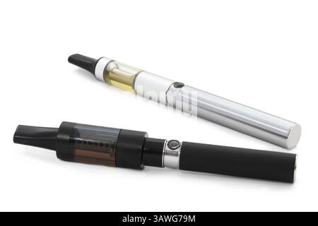 Two different e-cigarettes on white background Two different e-cigarettes on white background Stock Photo