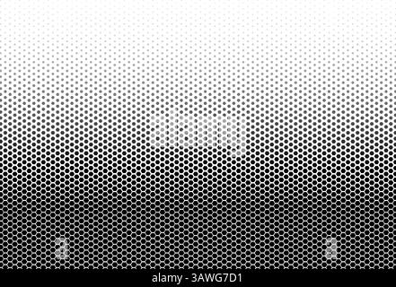 Black dotted square pattern background.on white background. Hexagon dotted halftone gradient texture pattern. Vanishing polka dot background. Repeatin Stock Vector