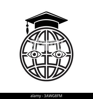 Global Education Vision Icon – Learning Across Borders Concept Stock Vector