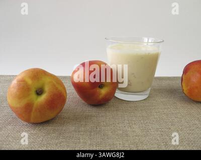 Yoghurt drink nectarines Stock Photo