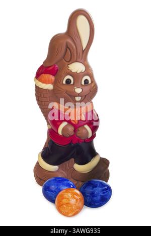 Easter bunny of chocolate - isolated on white background Easter bunny of chocolate - isolated on white background Stock Photo