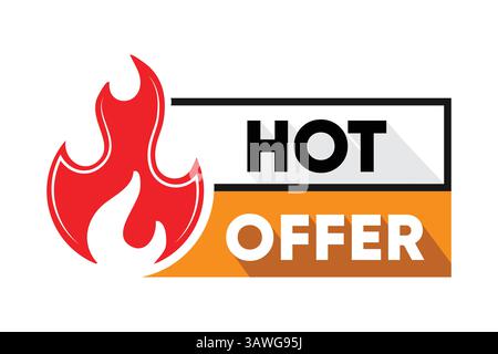 Hot Offer Promo Banner with Red Flame and Bold Typography Stock Vector