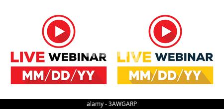 "Live Webinar Announcement Banner with Date Placeholder – Red & Yellow Variants" Stock Vector