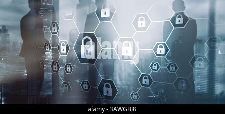Cybersecurity concept. Data protection universal background. Stock Photo