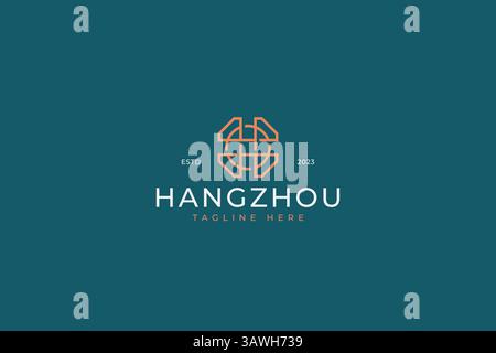 Diamond Circle Logo Ancient Myth Gold Letter H Abstract Geometric Shape Concept Stock Vector
