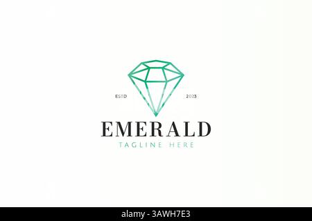 Emerald Gemstone Logo Jewelry Fashion Feminine Geometric Style Logo Concept Stock Vector