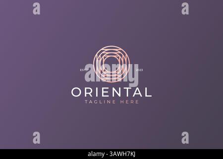 Logo Letter O Circle Ornament Shape Geometric Ancient Minimalist Simple Original Oriental Symbol Urban Legend Myth Ethnic Stock Vector