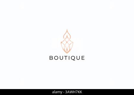 Fashion Boutique Islamic Abstract Concept Logo Candle Light Lantern Hijab Dome Mosque Moslem Stock Vector