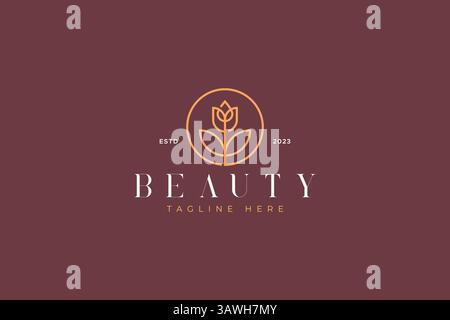 Beauty Flower Premium Concept Logo Sign Symbol Natural Business Icon Boutique Fashion Cosmetic Jewel Woman Brand Identity Stock Vector