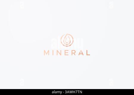 Water Drop Logo Gold Premium Concept Pure Organic Cosmetic Beauty Skin Care Oil Mineral Brand Identity Stock Vector