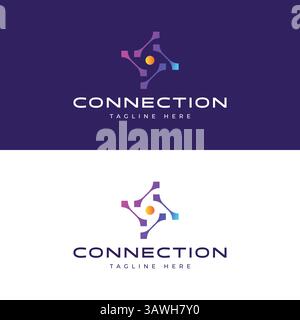Dots Logo Square Connection Network Science Technology Business Company Innovation Digital Electronic Industry Computer Stock Vector