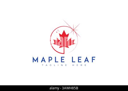 Maple Leaf Canada Sign Symbol Icon Logo Red Color Autumn Element Concept North Star Creative Concept Stock Vector