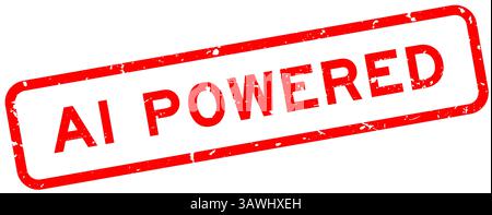 Grunge red AI powered word square rubber seal stamp on white background Stock Vector