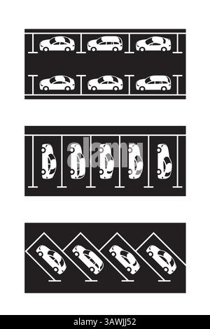 Parallel angle and perpendicular car parking  – vector illustration Stock Vector