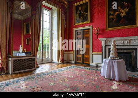 Wedding cake set up in a stately home Stock Photo