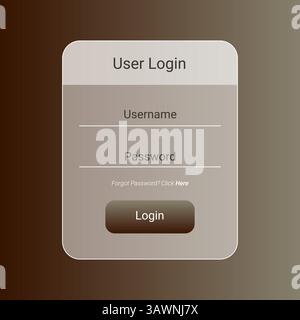 An elegant and minimalist login screen design featuring a soft brown gradient background Stock Vector