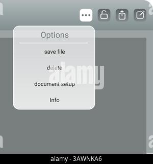 The interface is designed with a clean, modern aesthetic suitable for productivity or document management applications. Stock Vector