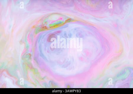 Fluid Art Abstract Background, Soft Pastel Swirls in Pink and Green with Marble Effect Stock Photo