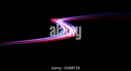 A Beautiful and Colorful Abstract Light Trail Effect Set Against a Deep Black Background for Aesthetic Appeal Stock Vector