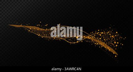 A mesmerizing golden wave adorned with sparkles, perfect for adding elegant design accents to your artwork Stock Vector