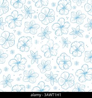 Seamless pattern with hand drawn tropical vector flowers Stock Vector