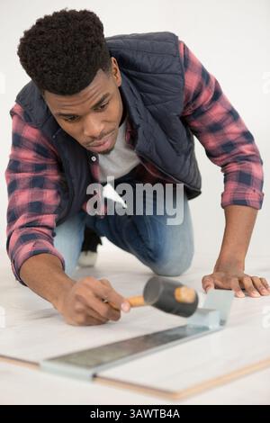 a man during pose of parquet Stock Photo