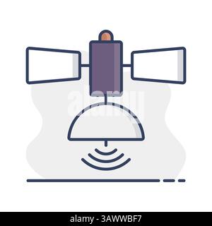 Satellite vector isolated icon. Navigation sign. Graph symbol for travel and tourism web site and apps design, logo, app, UI Stock Vector