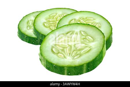 Four pieces of cucumber isolated on white baclground Stock Photo