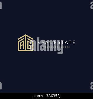 Letter AG with simple home icon logo design, creative logo design for mortgage real estate vector graphic Stock Vector