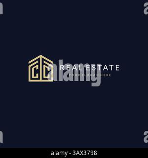 Letter CC with simple home icon logo design, creative logo design for mortgage real estate vector graphic Stock Vector