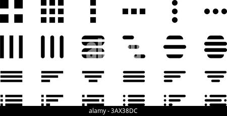 Set of hamburger list menu icons. Buttons for website navigation isolated on white background. Mobile application interface elements. Vector graphic illustration. Stock Vector