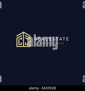 Letter CJ with simple home icon logo design, creative logo design for mortgage real estate vector graphic Stock Vector