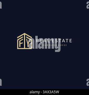 Letter FY with simple home icon logo design, creative logo design for mortgage real estate vector graphic Stock Vector