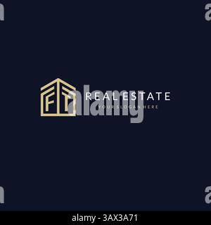 Letter FT with simple home icon logo design, creative logo design for mortgage real estate vector graphic Stock Vector
