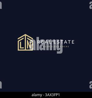 Letter LN with simple home icon logo design, creative logo design for mortgage real estate vector graphic Stock Vector