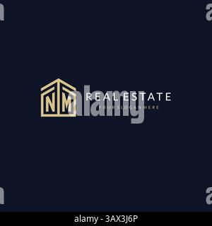 Letter NM with simple home icon logo design, creative logo design for mortgage real estate vector graphic Stock Vector